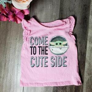 Star Wars Pink Shimmery Mandalorian Grogu The Child Baby Yoga Top Size 12M GUC